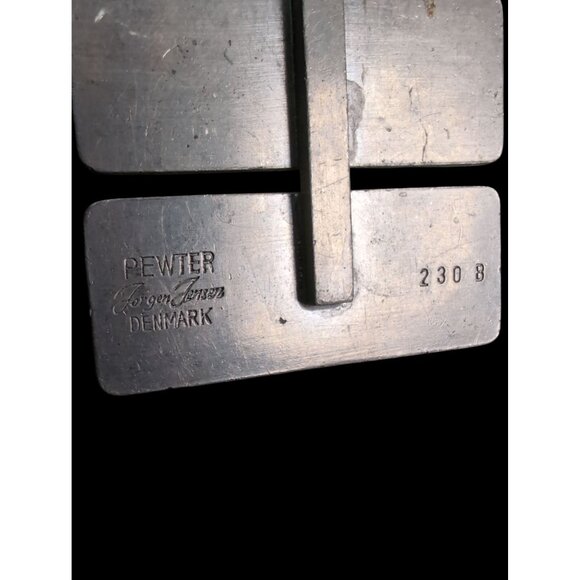 Vintage Jørgen Jensen Denmark Pewter Necklace & Bracelet Set 230B Red Glass Cabo - Picture 6 of 7